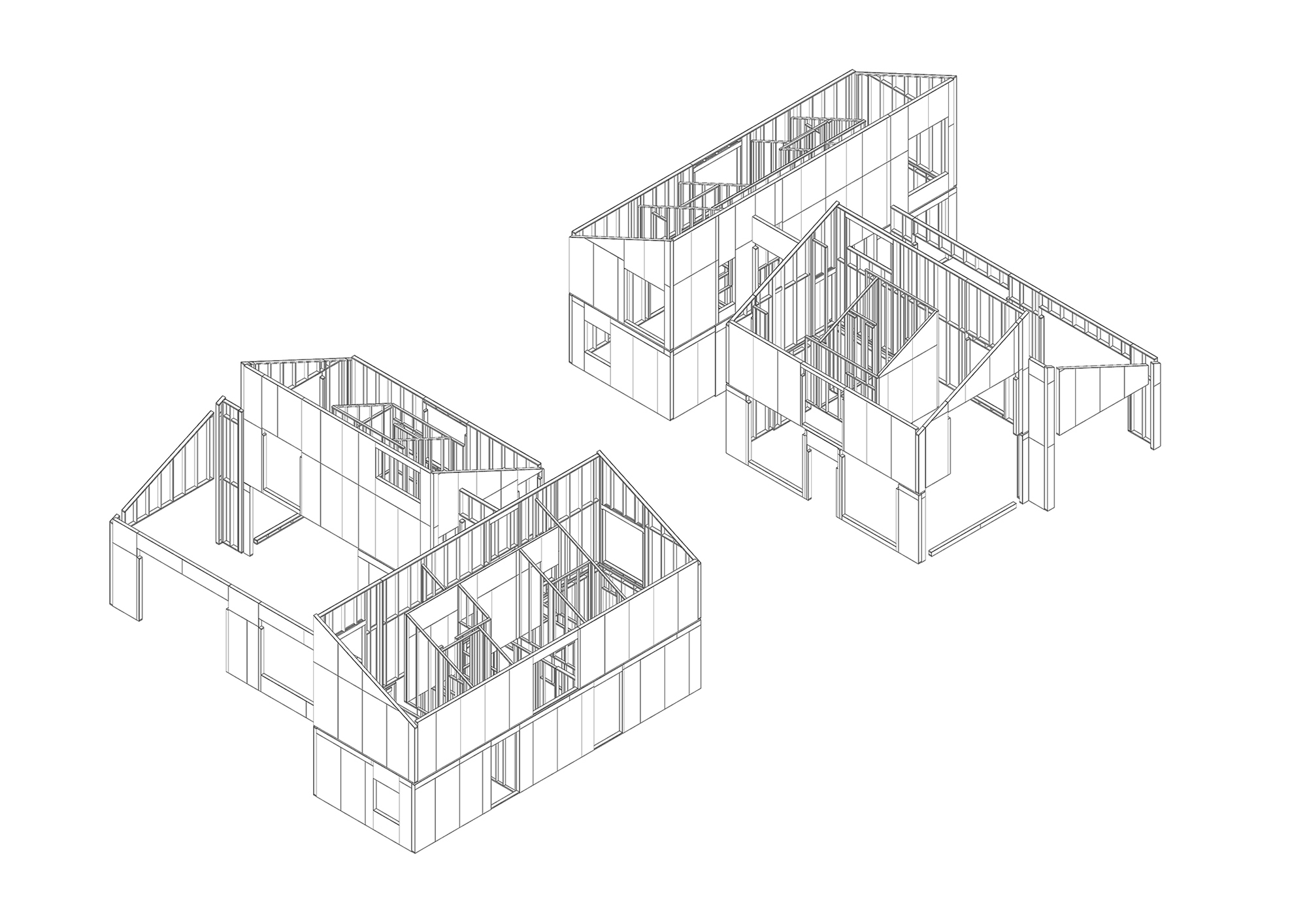 Erbar Mattes Architects Wimbledon custom new build timber frame house axo